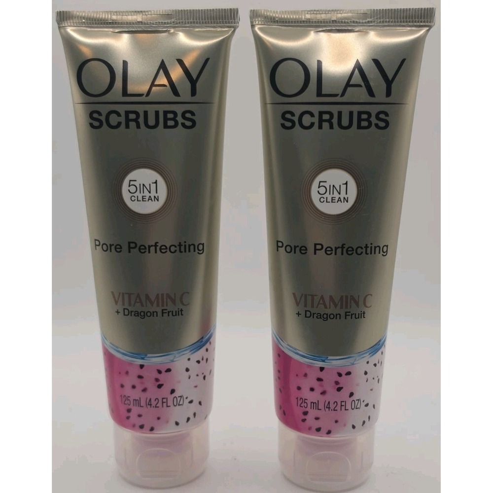 Olay Scrubs Pore Perfecting Vitamin C Dragon Fruit 4.2 oz Lot of 2 Face Wash